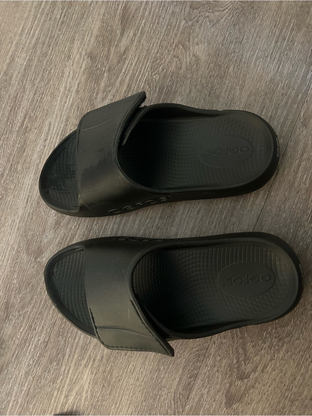 OOFOS Black Slide Sandals for Women